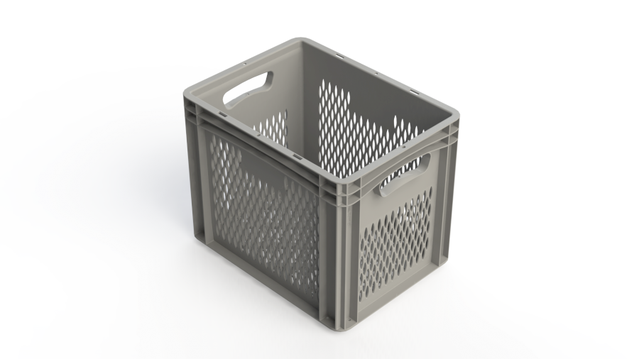 Přepravka Basicline 3242.3300 šedá, OÚ, perforovaná